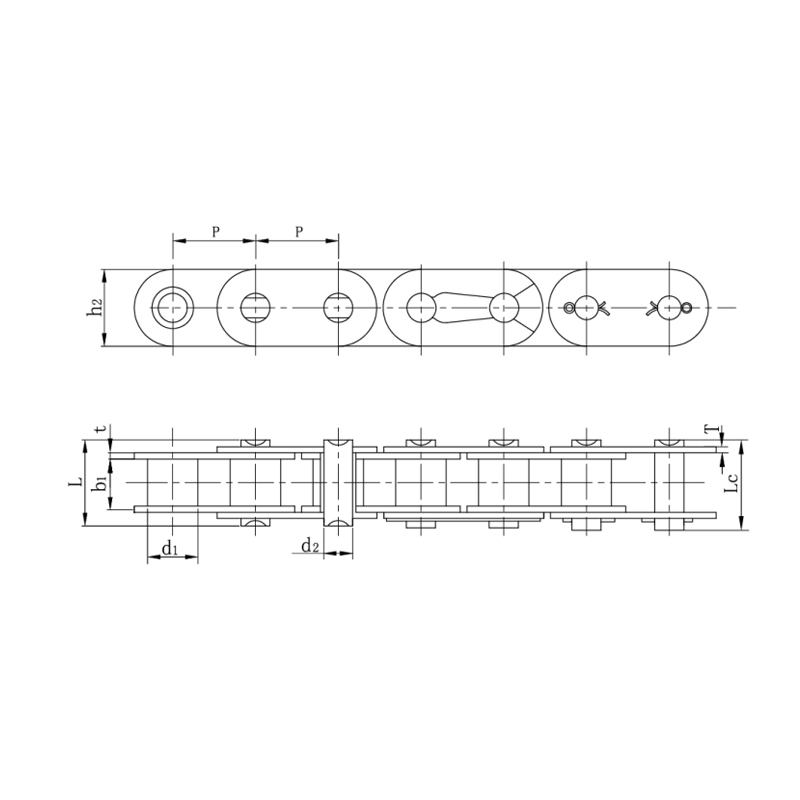 Chaînes à rouleaux avec flasque droit (série A)