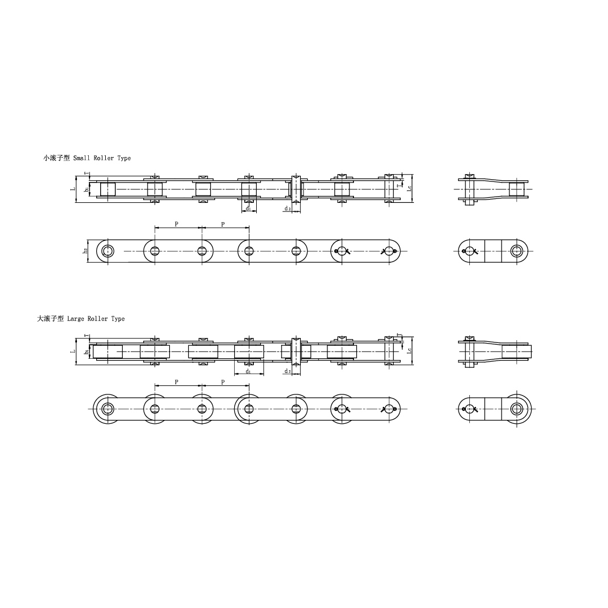 Chaînes de convoyeur à double pas