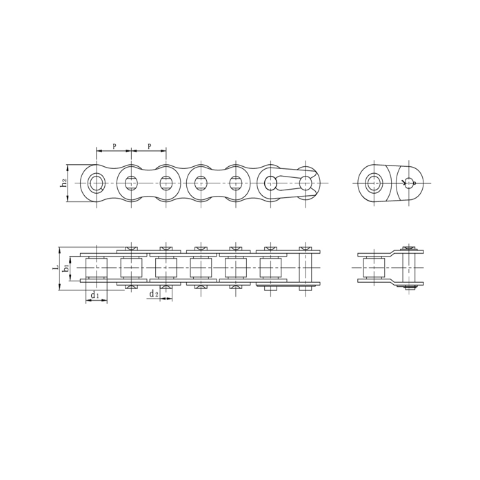 Chaînes à rouleaux de précision à pas court en acier inoxydable
