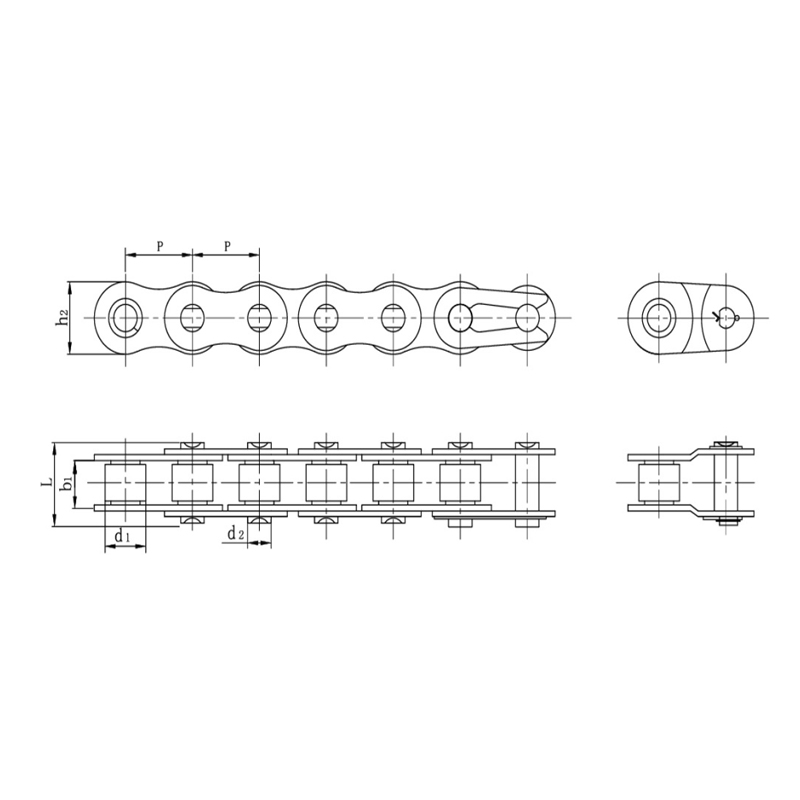 Chaînes à rouleaux de précision à pas court en acier inoxydable