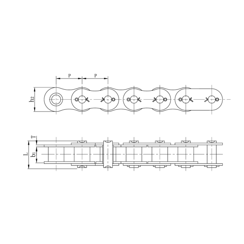 Chaînes à rouleaux de précision à pas court de type fendu (série A)