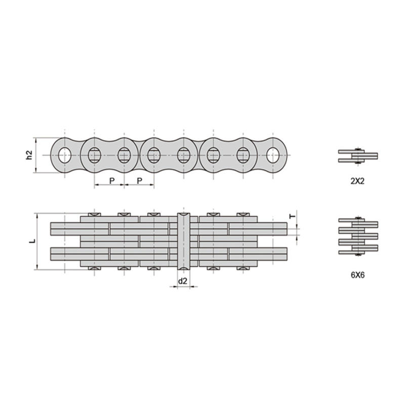 (Série LL) Chaînes à lames haute stabilité nécessitant peu d'entretien