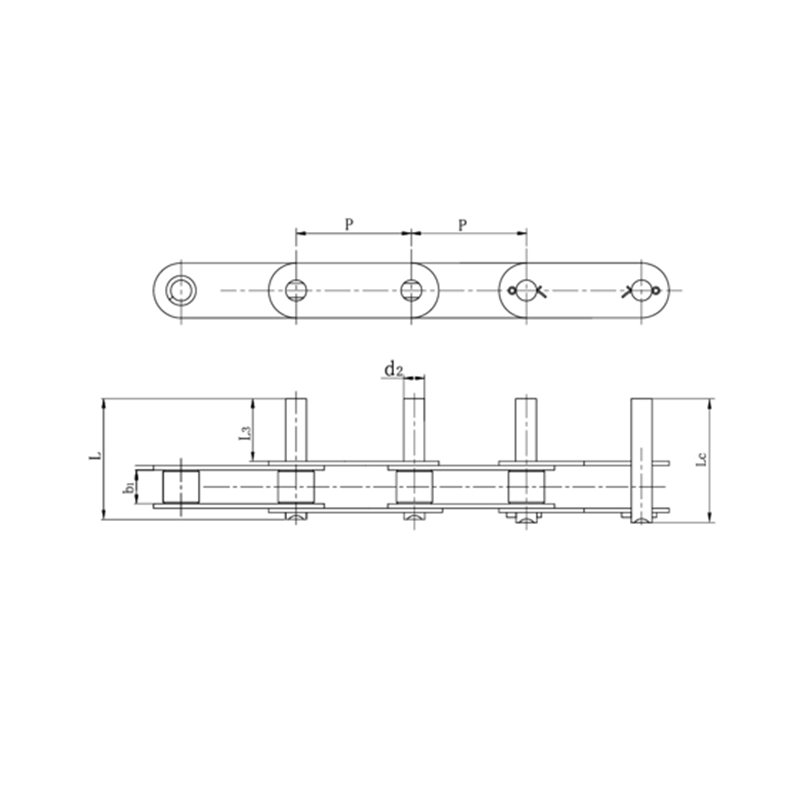 Chaînes de convoyeur à double pas avec axes rallongés